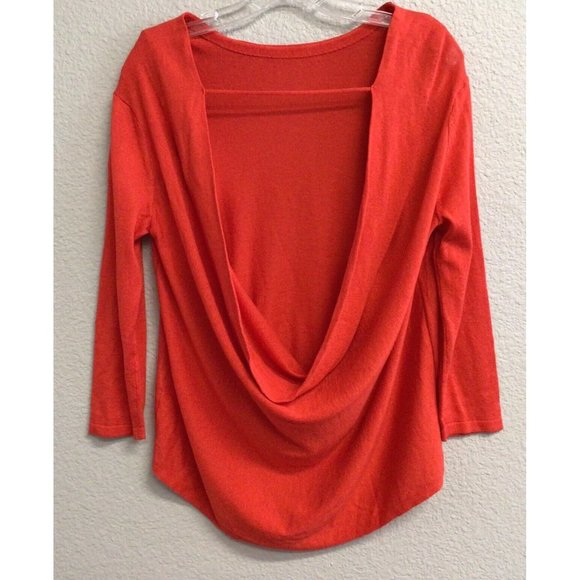 Ba&Sh Womens Solid Knit Open Twist Back Cashmere Silk Sweater Red - Picture 12 of 12